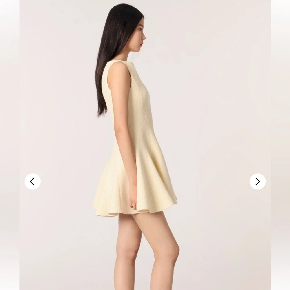 NWOT Maje Risoleil Pale Yellow Tweed Dress—No size tag - Picture 2 of 15